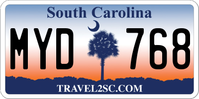 SC license plate MYD768
