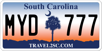 SC license plate MYD777