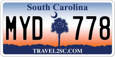 SC license plate MYD778