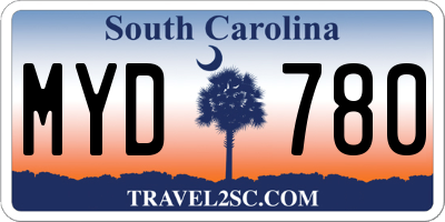 SC license plate MYD780
