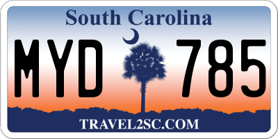 SC license plate MYD785