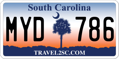 SC license plate MYD786