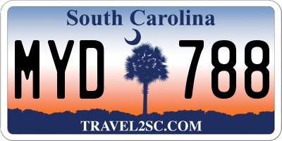 SC license plate MYD788