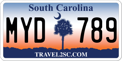 SC license plate MYD789