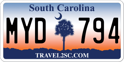 SC license plate MYD794