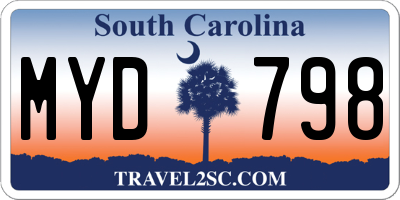 SC license plate MYD798