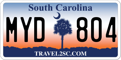 SC license plate MYD804