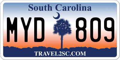 SC license plate MYD809