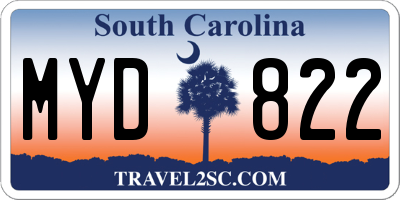 SC license plate MYD822