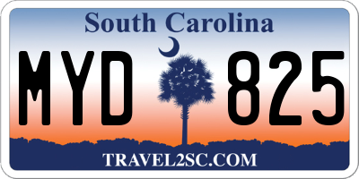 SC license plate MYD825