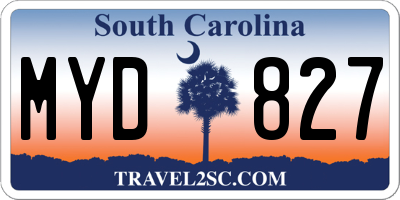 SC license plate MYD827
