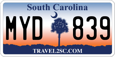 SC license plate MYD839