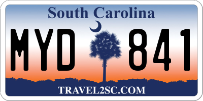 SC license plate MYD841