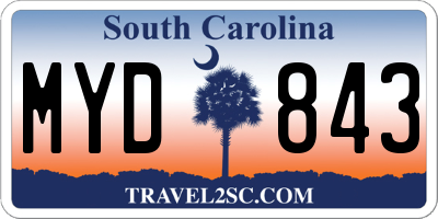 SC license plate MYD843