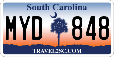 SC license plate MYD848