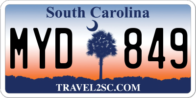 SC license plate MYD849