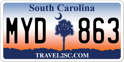 SC license plate MYD863