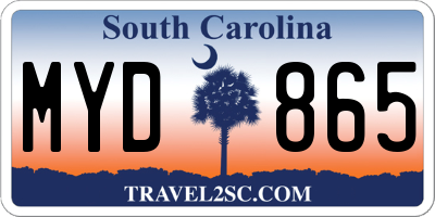 SC license plate MYD865