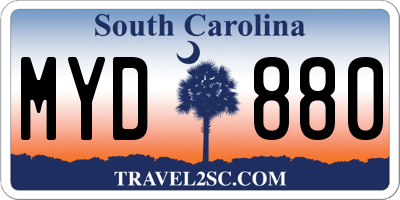 SC license plate MYD880