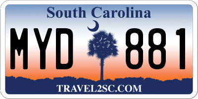 SC license plate MYD881