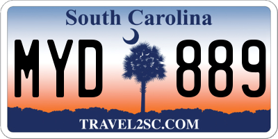 SC license plate MYD889