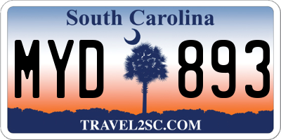 SC license plate MYD893