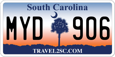 SC license plate MYD906