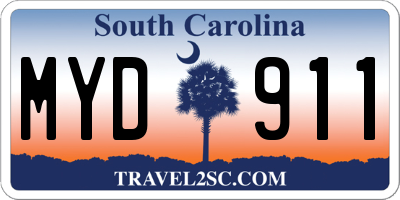 SC license plate MYD911