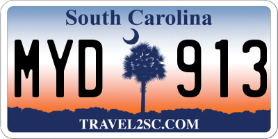 SC license plate MYD913