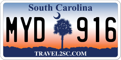 SC license plate MYD916