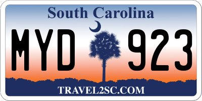 SC license plate MYD923