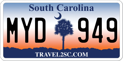 SC license plate MYD949