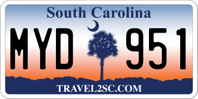 SC license plate MYD951