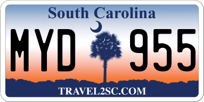 SC license plate MYD955