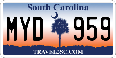 SC license plate MYD959