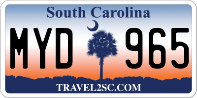 SC license plate MYD965