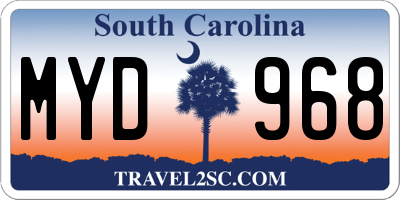 SC license plate MYD968