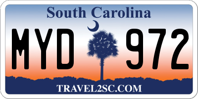 SC license plate MYD972