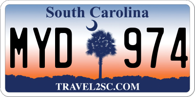 SC license plate MYD974