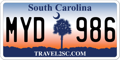 SC license plate MYD986