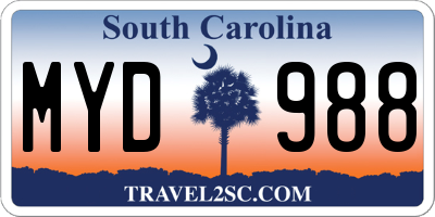 SC license plate MYD988