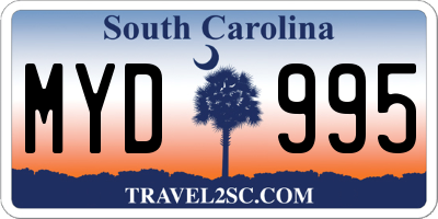 SC license plate MYD995