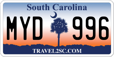 SC license plate MYD996
