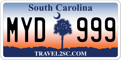 SC license plate MYD999