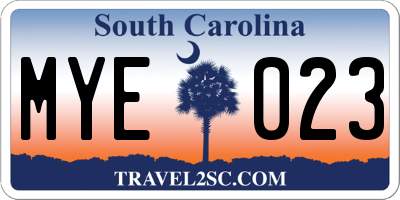 SC license plate MYE023