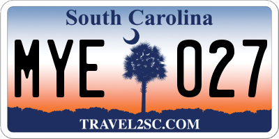 SC license plate MYE027