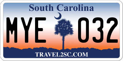SC license plate MYE032