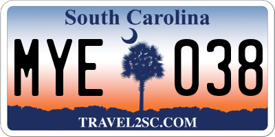 SC license plate MYE038