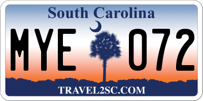 SC license plate MYE072