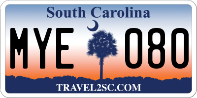 SC license plate MYE080